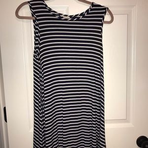 Pinc navy and white striped dress